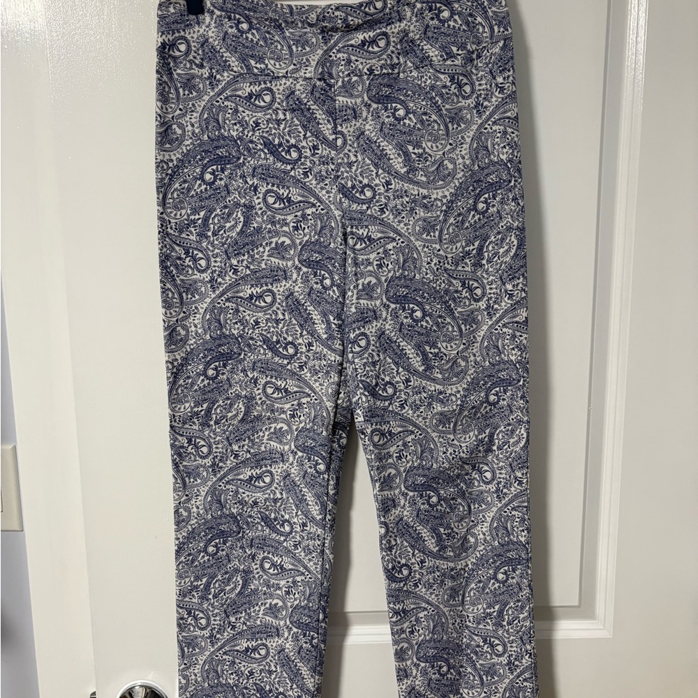 Joseph Ribkoff Blue and White Paisley Pants
